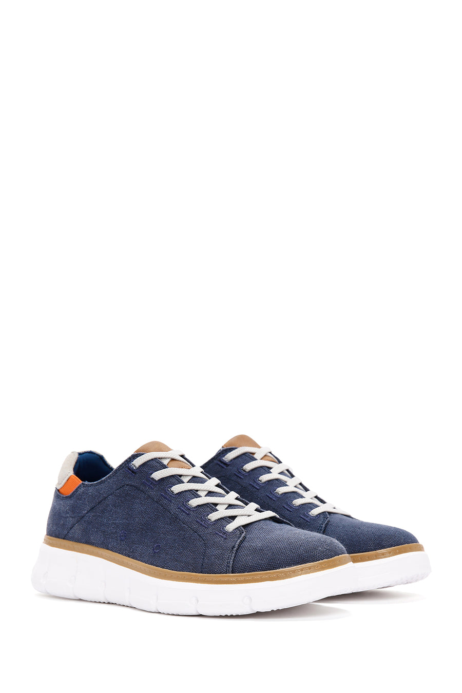 Men's Navy Blue Lace-Up Thick Sole Fabric Sneaker