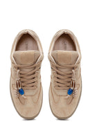 Woman Beige Lace-up Suede Leather Sneaker | Derimod
