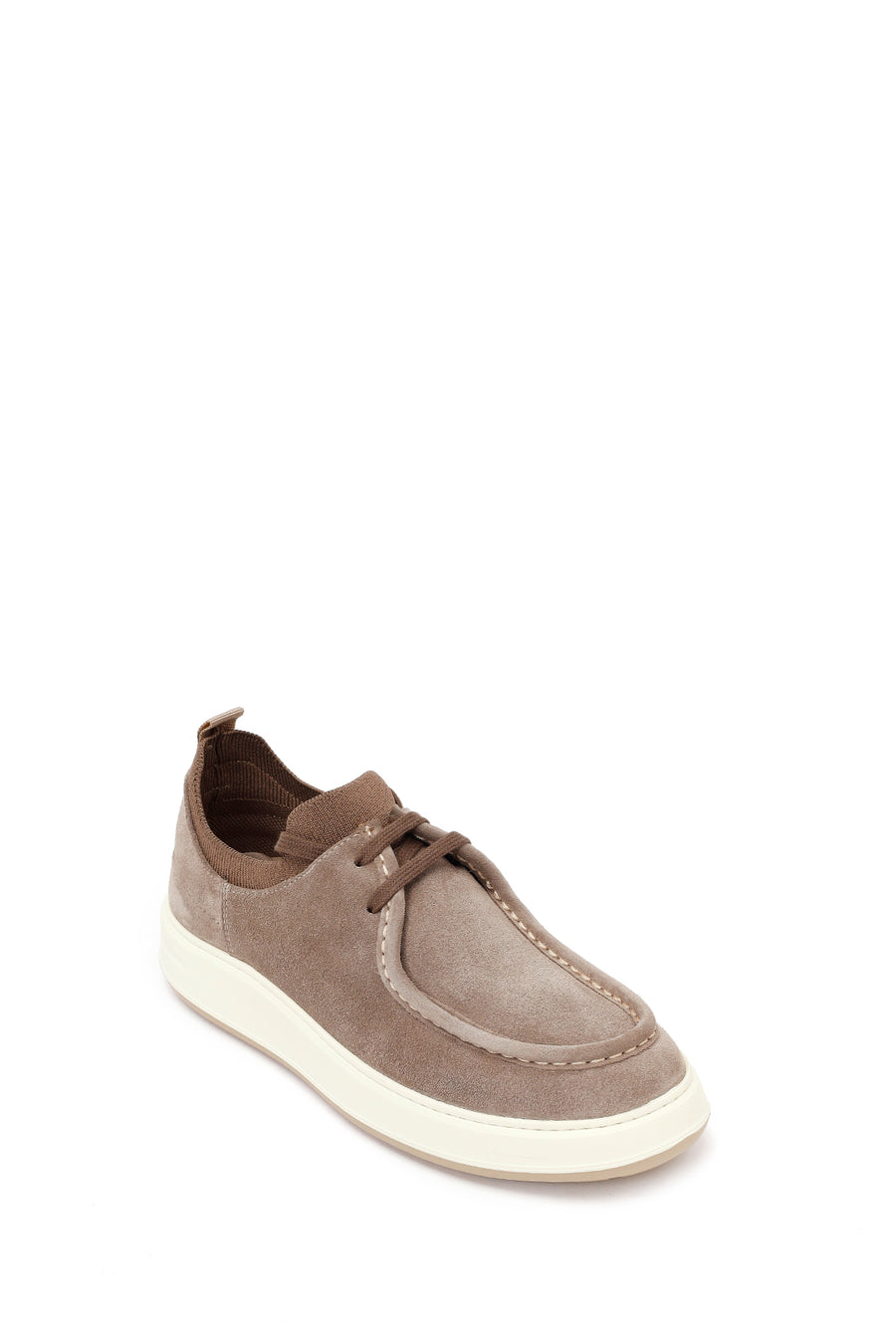 Erkek Bej Bağcıklı Kalın Tabanlı Süet Deri Casual Ayakkabı