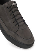 Erkek Gri Bağcıklı Kalın Tabanlı Nubuk Deri Casual Sneaker | Derimod