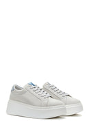 Women's Gray Suede Leather Thick Soled Sneaker | Derimod