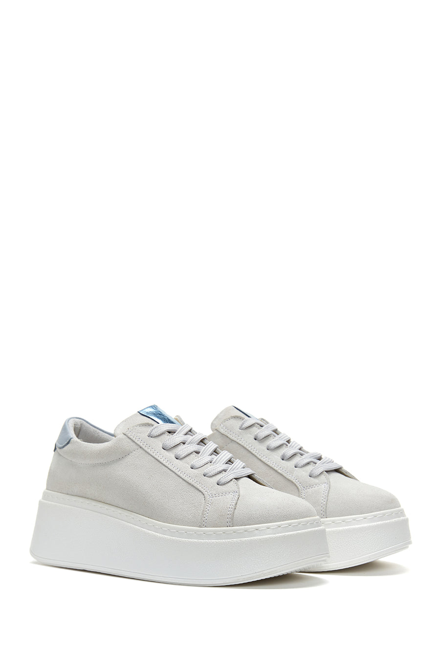 Women's Gray Suede Leather Thick Soled Sneaker