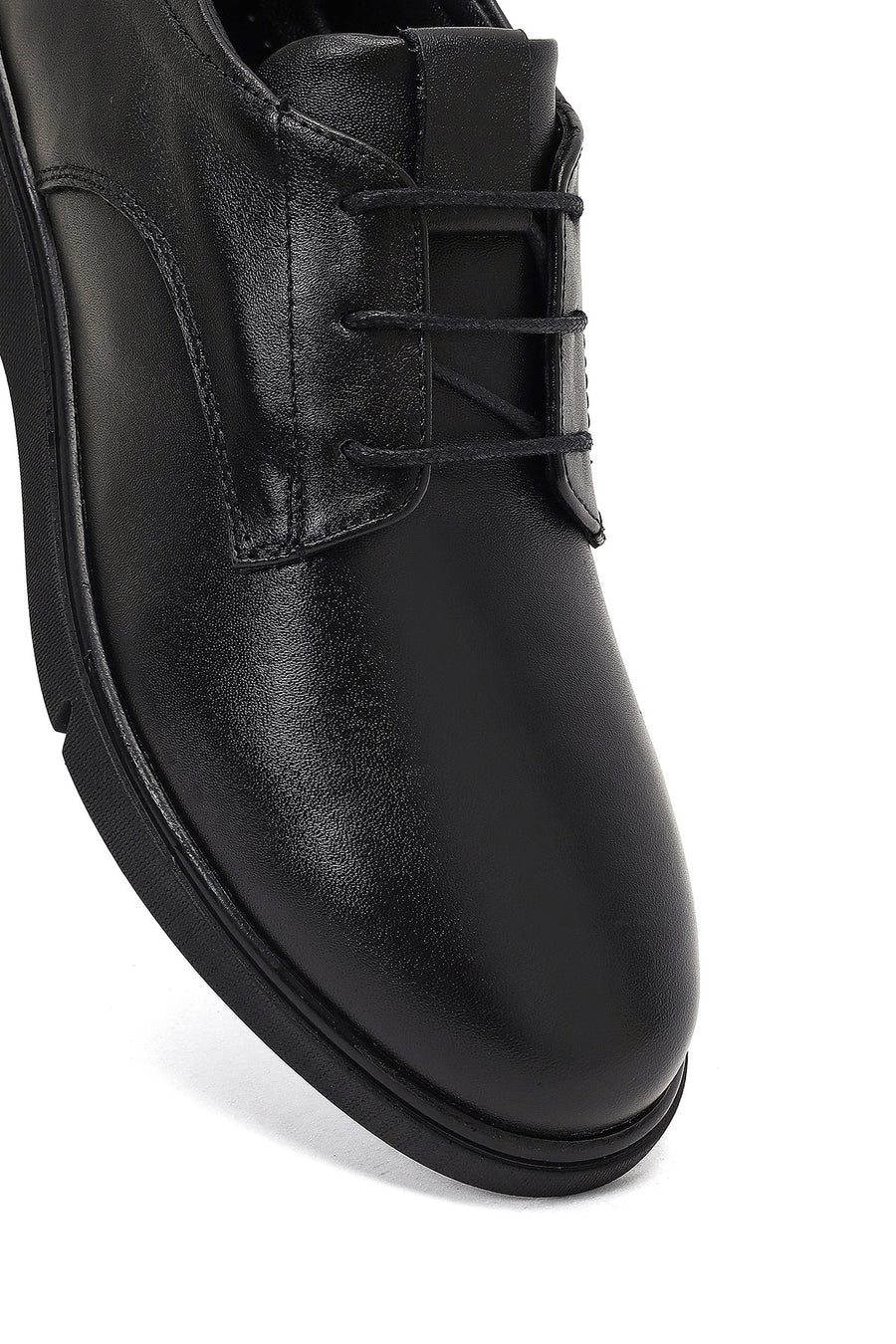 Women's Black Lace-up Leather Masculine Shoe