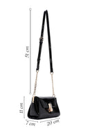 Woman Black Long-Strap Patent Leather Mini Crossbody Bag | Derimod