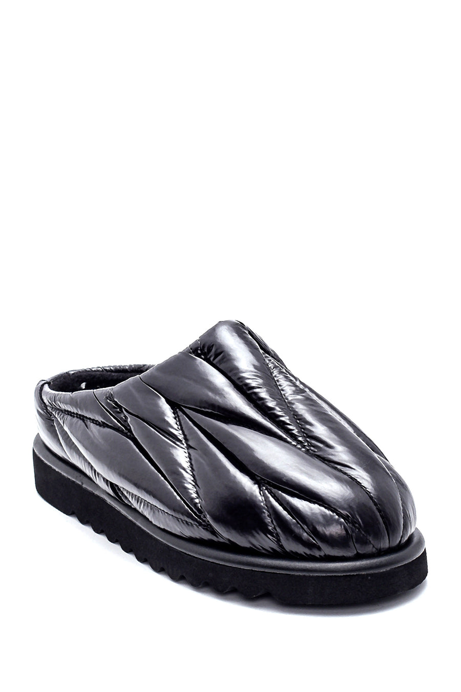 Women's Leather Puffy Slippers