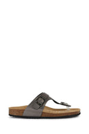 Geox Women's Gray Brionia Leather Flip Flops | Derimod