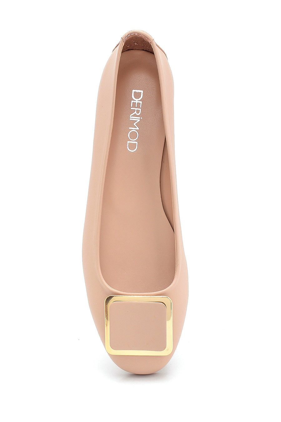 Women's Beige Buckle Ballerinas