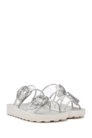 Women's Transparent Double Buckle Stone-Embellished Slippers | Derimod