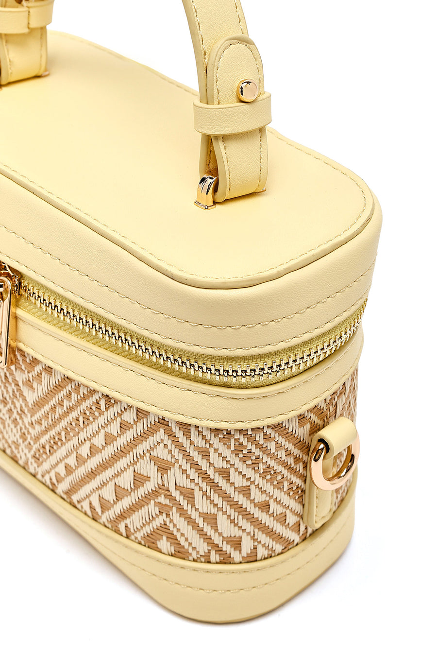 Women's Yellow Long Strap Patterned Mini Box Crossbody Bag