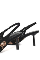 Woman Black Backless Sequin-Patterned Stiletto-Heel Shoes | Derimod