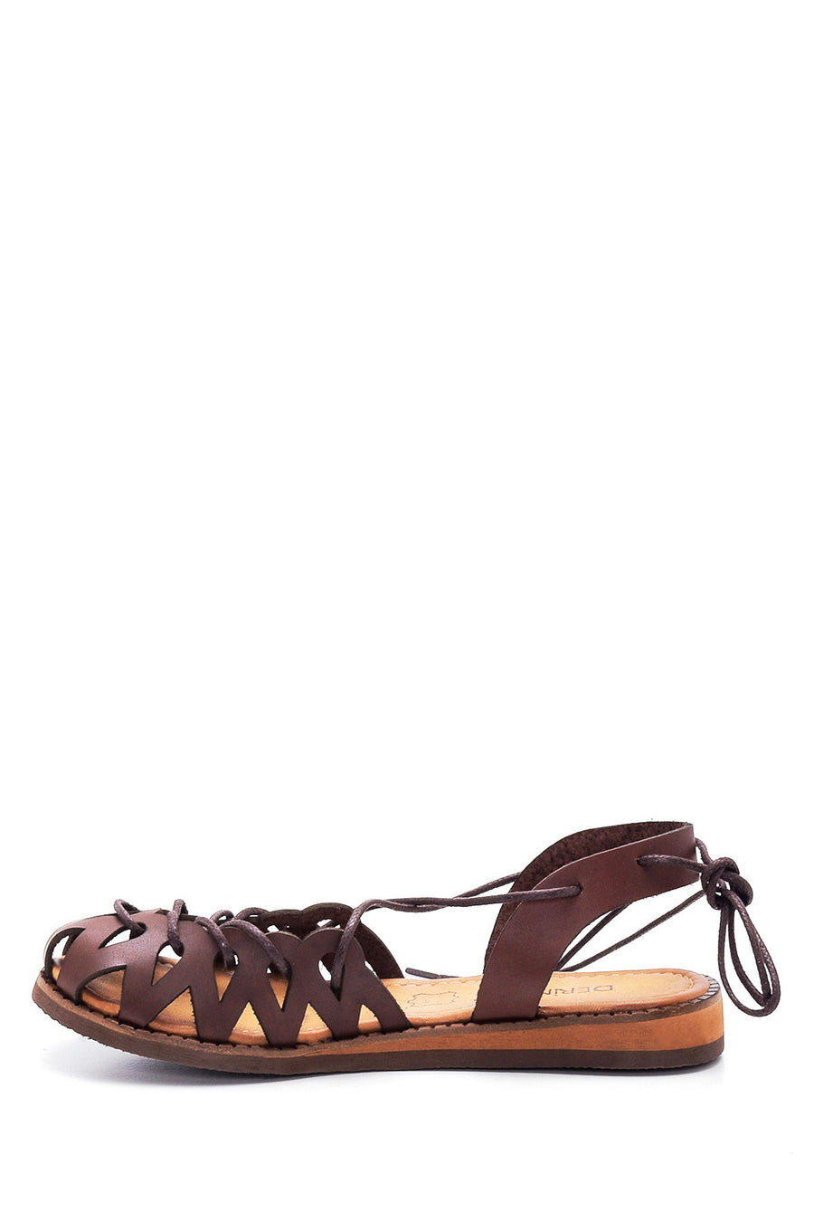 Women's Brown Leather Flat Bodrum Sandals