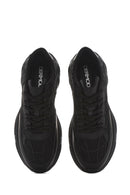 Men's Black Lace-Up Thick-Sole Fabric Sneakers | Derimod