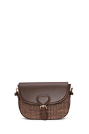 Woman Brown Long-Strap Wicker Crossbody Bag | Derimod