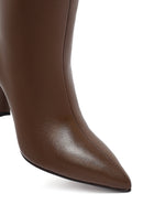 Woman Brown High Heels Leather Boot | Derimod