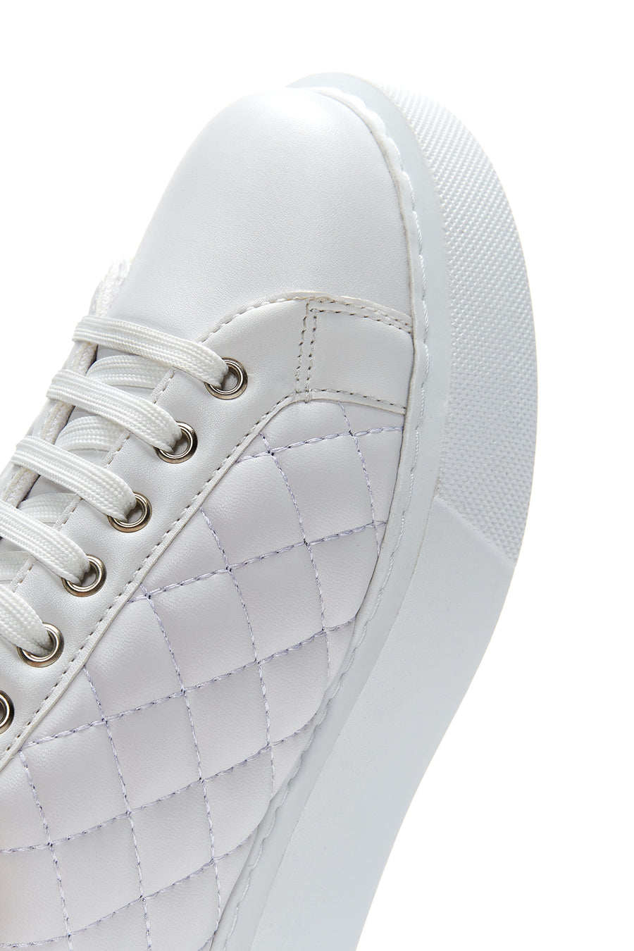 Kadın Beyaz Kapitone Kalın Tabanlı Sneaker