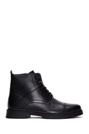 Men's Black Leather Flat Boots | Derimod