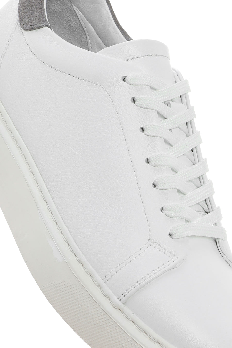 Erkek Beyaz Bağcıklı Deri Sneaker