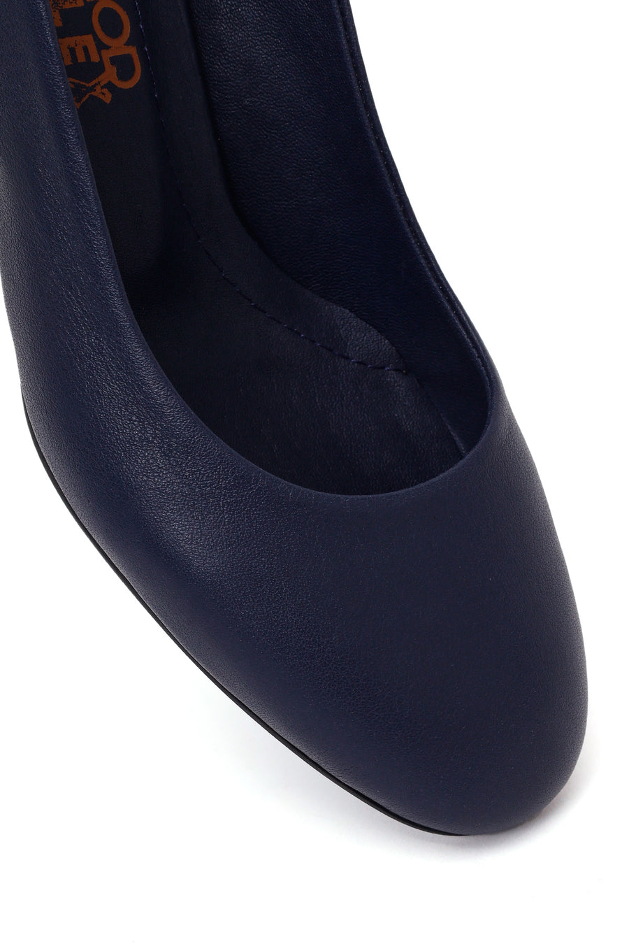 Derimod Flex Woman Navy Blue Backless Thick Short-Heeled Leather Shoes