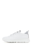 Women's White Lace-Up Leather Sneaker | Derimod