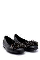 Women's Leather Bead Detailed Ballerinas | Derimod