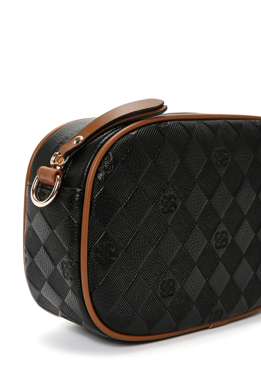 Women's Black Long Strap Printed Crossbody Bag