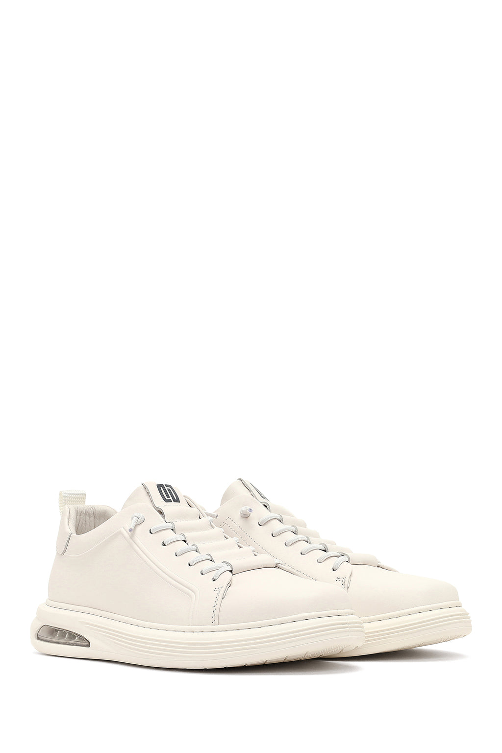 Erkek Beyaz Bağcıklı Deri Sneaker