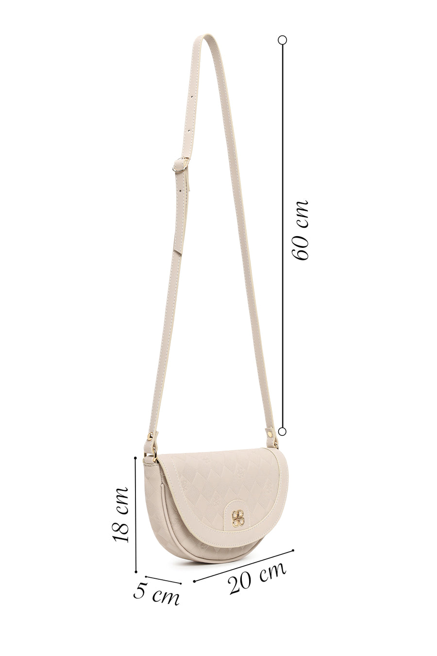 Woman Cream Long-Strap Printed Mini Crossbody Bag