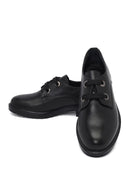 Woman Black Laced Leather Oxford Shoes | Derimod