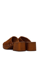 Woman Taba Short Thick-Heeled Suede Slipper | Derimod