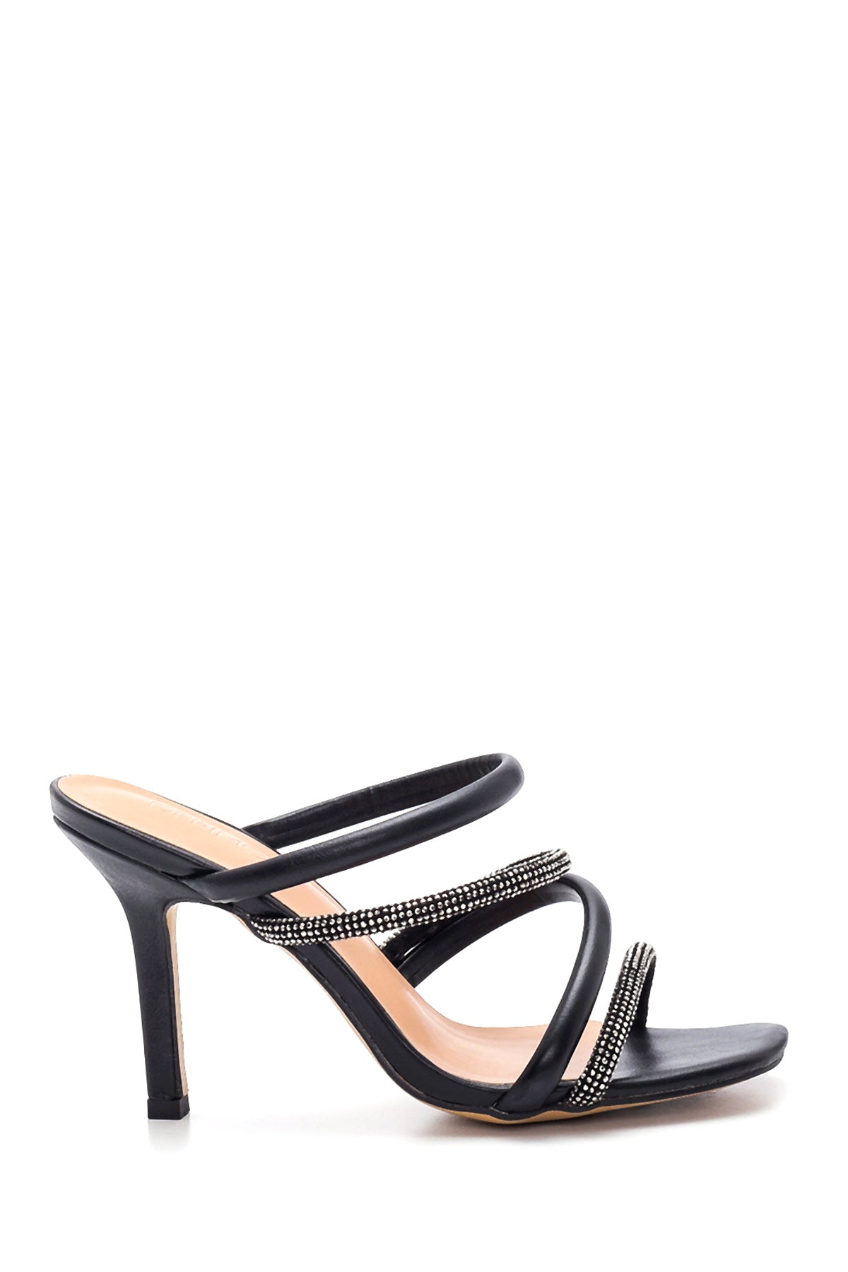 Women's Black Stone Heeled Slippers 22SFE461714 | Derimod