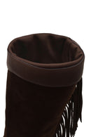Woman Brown Tasselled Suede Boots | Derimod
