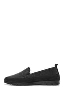 Women's Black Lurex Leather Comfort Loafer | Derimod