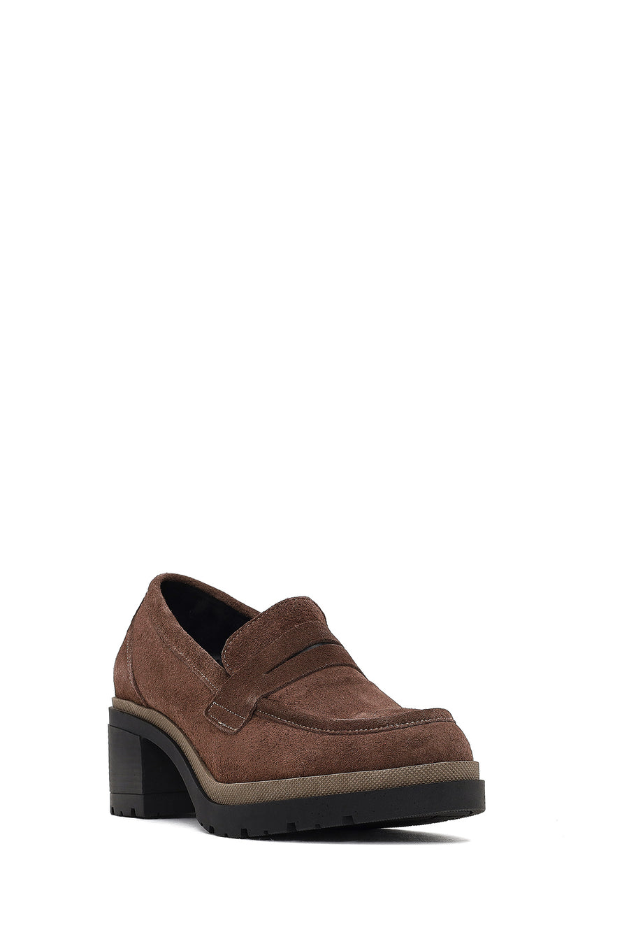 Women's Mink Thick Heeled Suede Leather Masculine Loafer