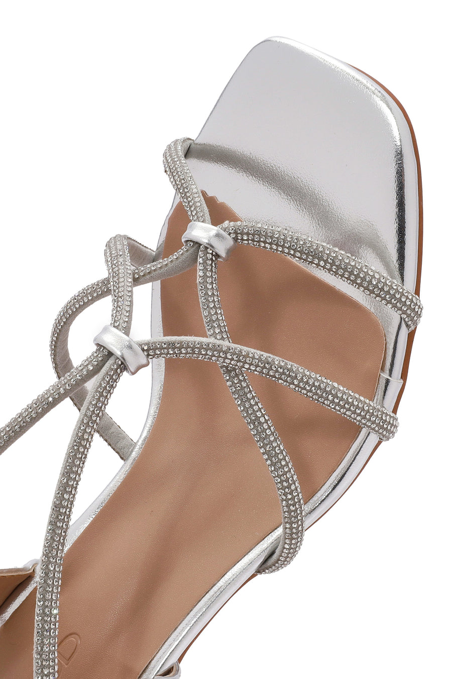 Women's Silver Stone Thin Heel Sandals