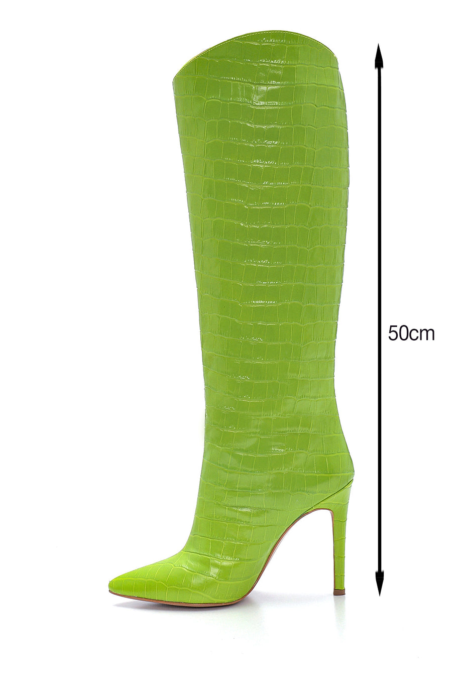Women's Green Crocodile Heeled Boots