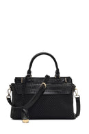 Women's Black Long Strapped Patterned Shoulder Bag | Derimod
