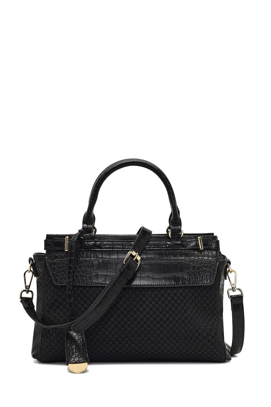 Women's Black Long Strapped Patterned Shoulder Bag 25SBD254214 | Derimod
