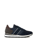 Geox Erkek Lacivert Spherica Vseries Bağcıklı Süet Deri Sneaker | Derimod