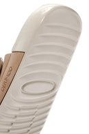 Women's Beige Double-Strap Nubuck Leather Comfort Slippers | Derimod