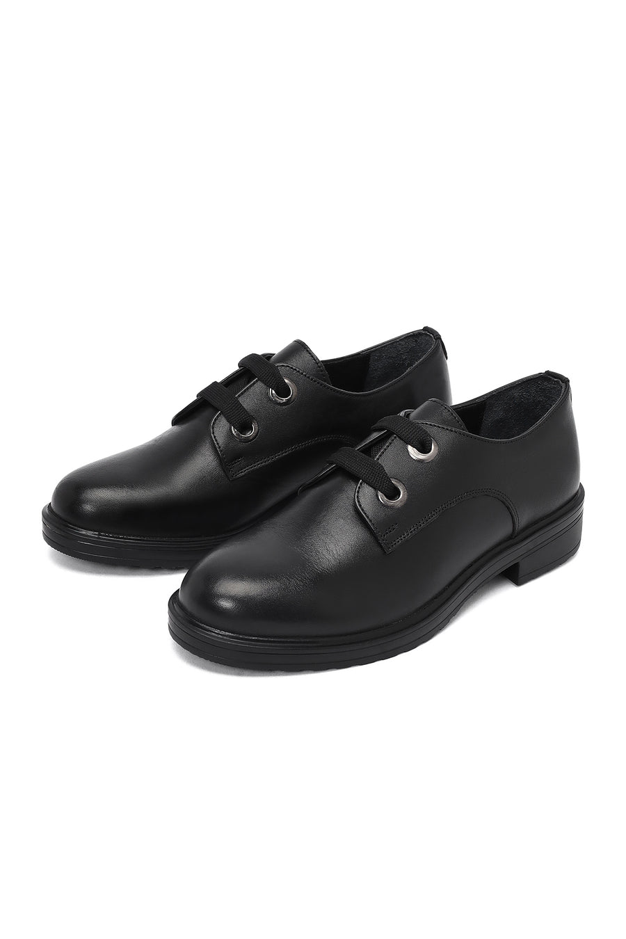 Woman Black Laced Leather Oxford Shoes
