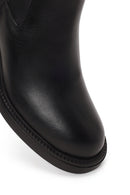Woman Black Chunky-Heeled Leather Chelsea Boots | Derimod