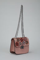 Pink Women's Crossbody Bag with Flower Detail | Derimod
