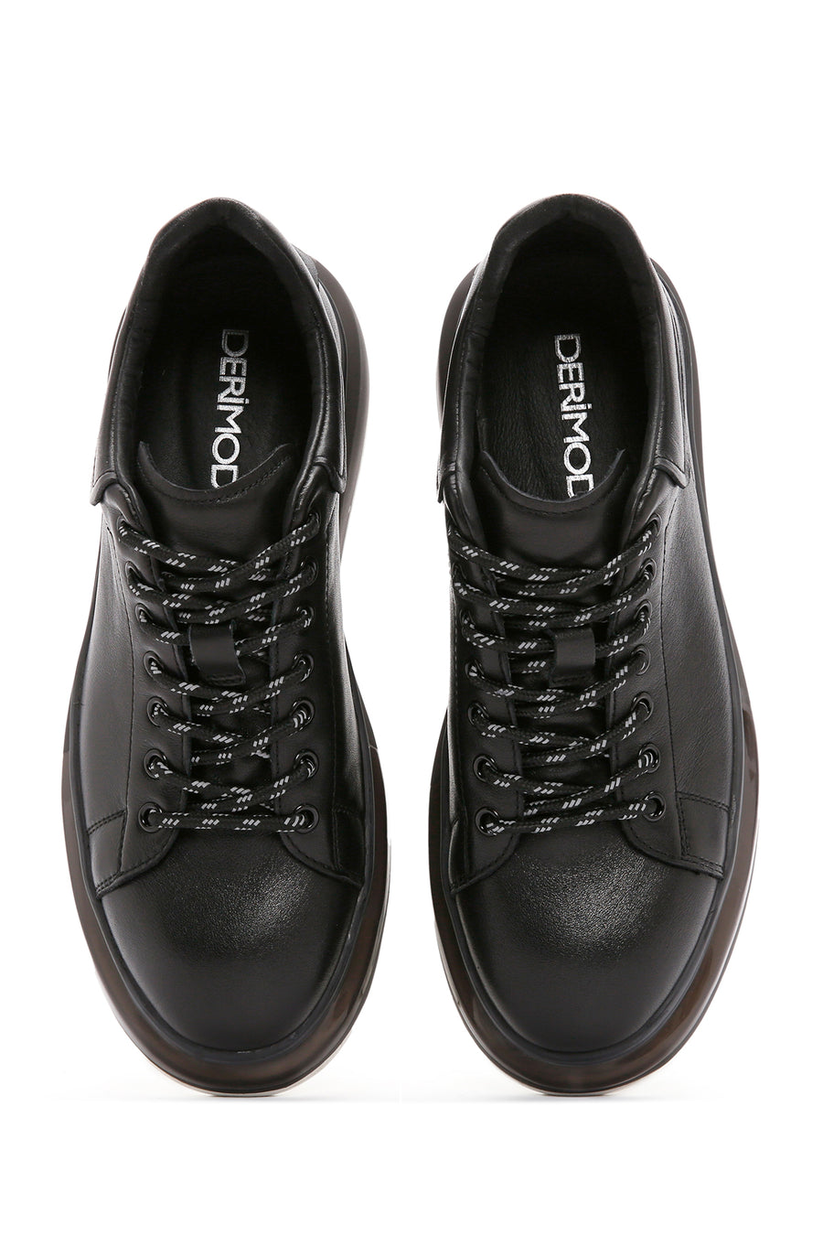 Men's Black Thick Sole Lace Up Leather Sneaker