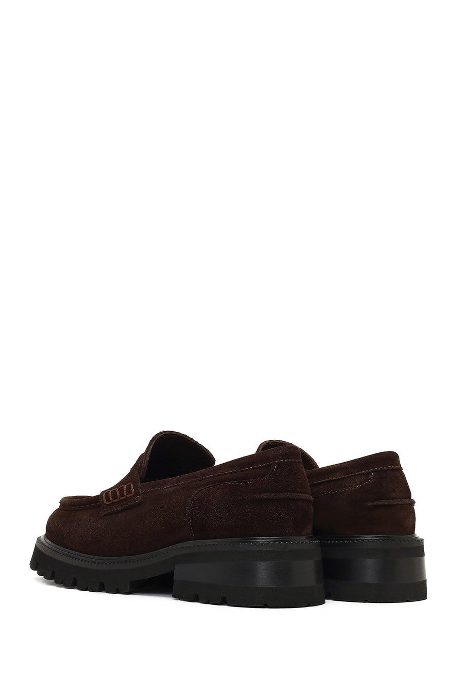 Women's Brown Thick-Soled Suede Leather Loafer