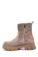 Women's Leather Suede Zipper Boots | Derimod