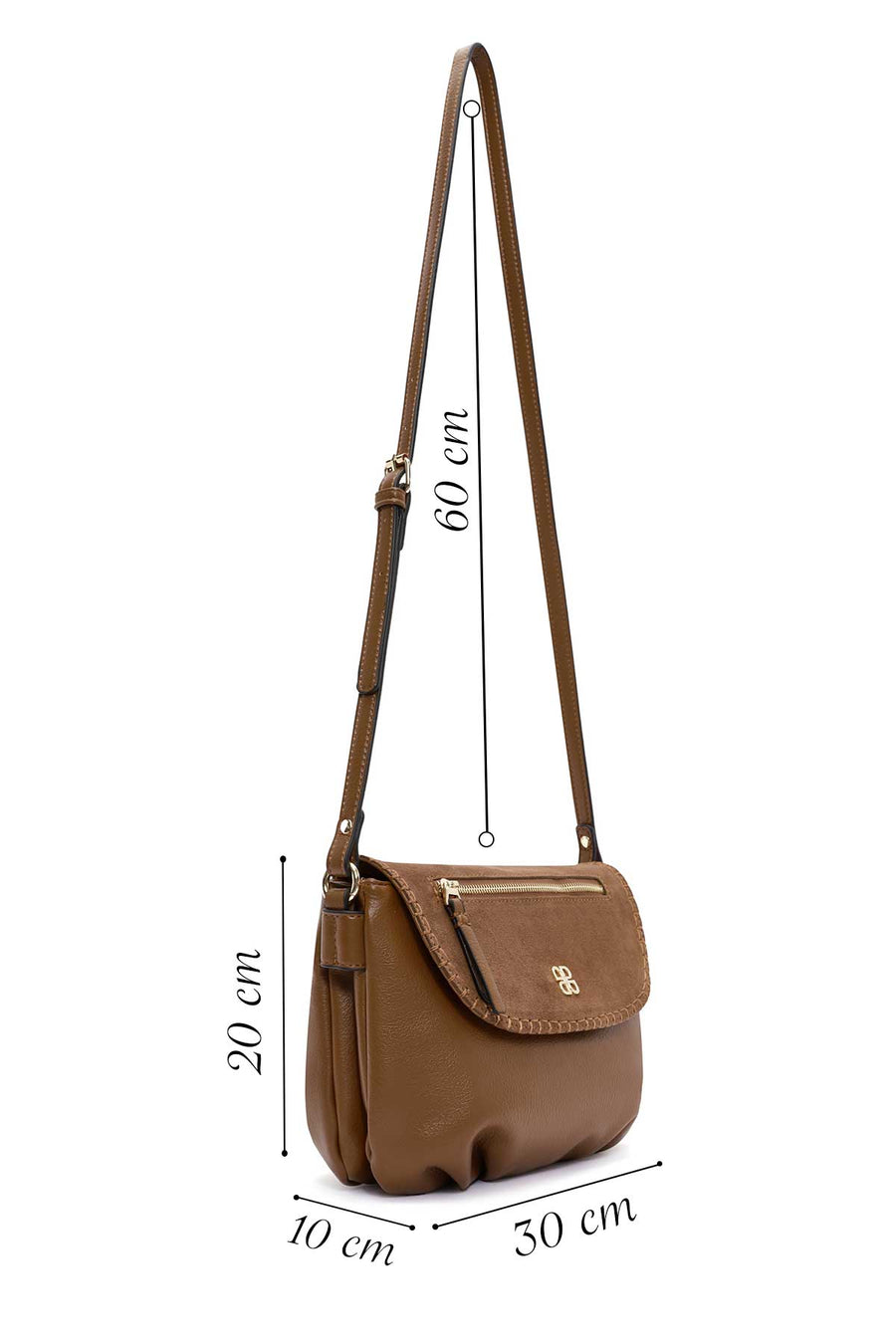 Women's Tan Long Strap Crossbody Bag
