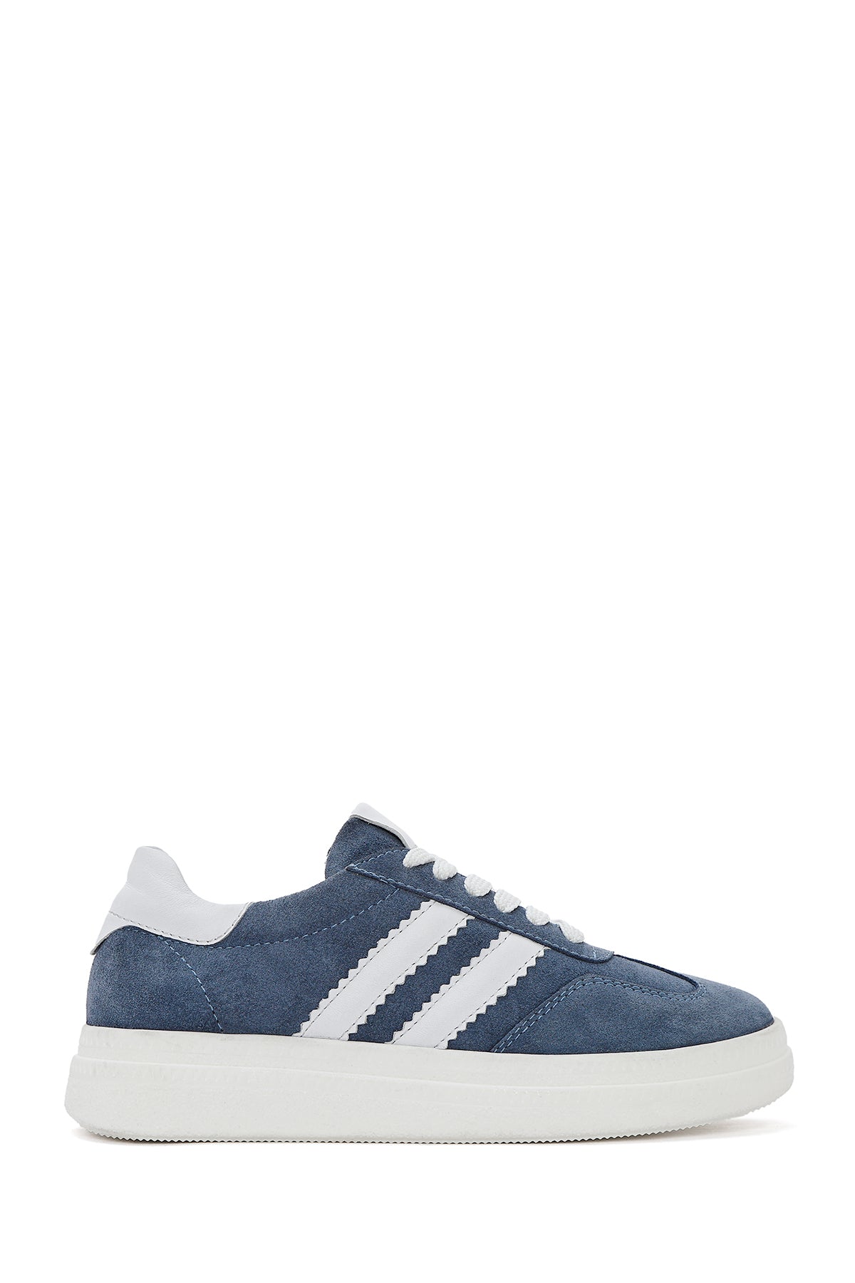 Women's Blue Lace-Up Chunky Sole Suede Leather Sneakers 25SFD511010 | Derimod