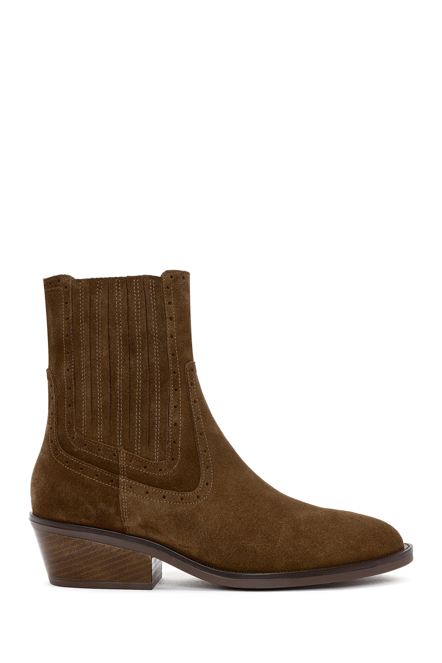 Women's Tan Suede Leather Cowboy Boots 24WFD201510 | Derimod