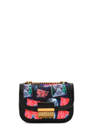 Women's Black Long Strap Printed Crossbody Bag | Derimod