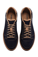Men's Navy Blue Nubuck Leather Sneaker | Derimod